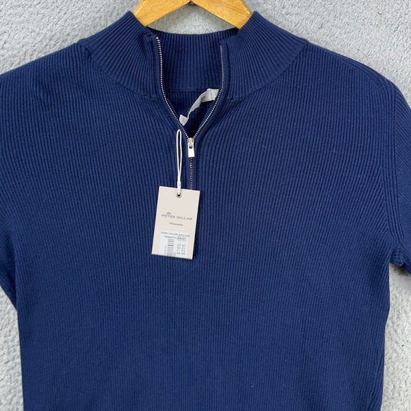 Peter Millar Sweaters - Peter Millar Sweater Pullover Womens Medium Blue Knit Quarter Zip Pullover NEW